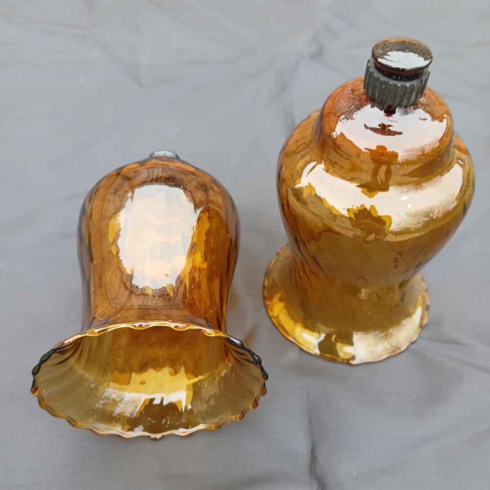 Amber Glass Bell Shaped Vases